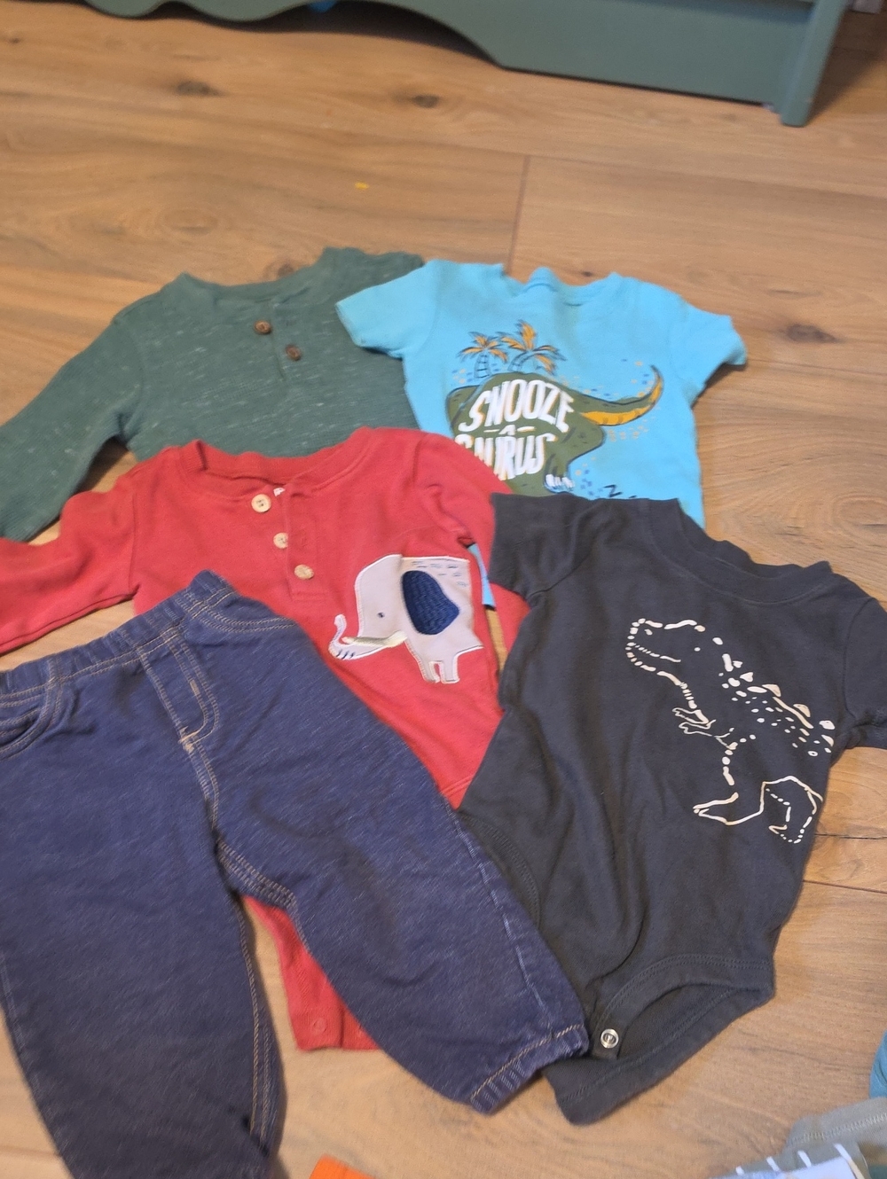 Baby Mix & Match Onesies and Pants - Blue, Red, Teal, Gray 12M